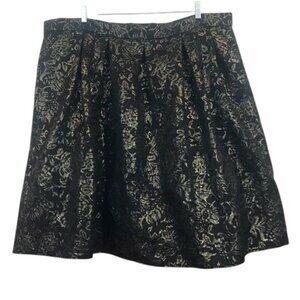 Marina Black & Gold Floral Metallic Skirt 3X A-Line Design Made In USA